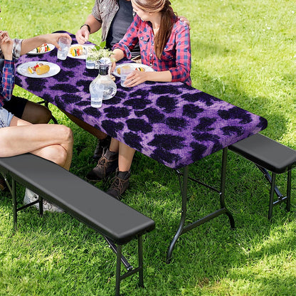 Purple And Black Cheetah Print Picnic Table Cover