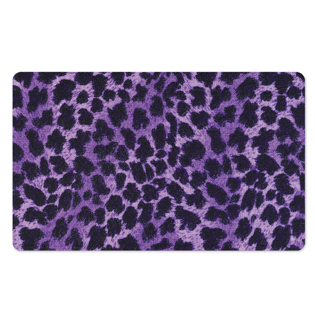 Purple And Black Cheetah Print Polyester Doormat