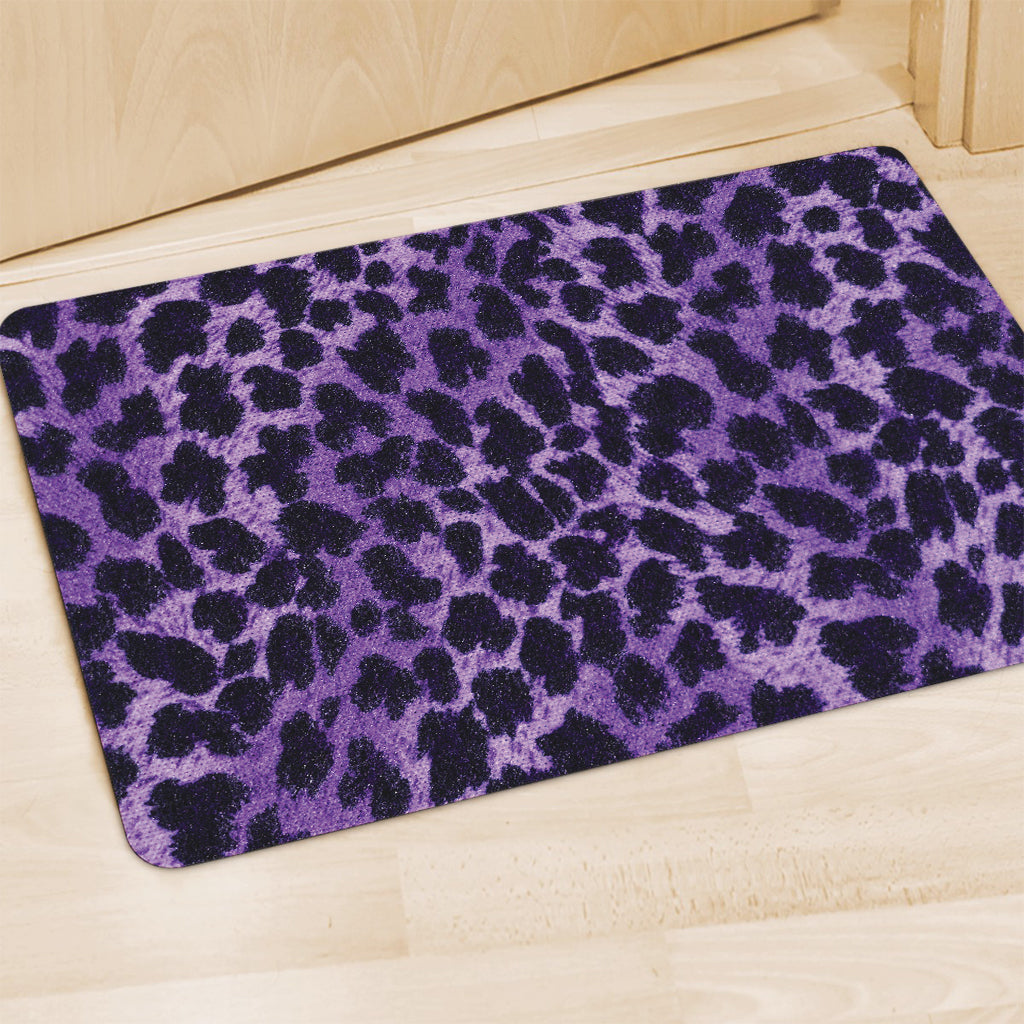 Purple And Black Cheetah Print Polyester Doormat