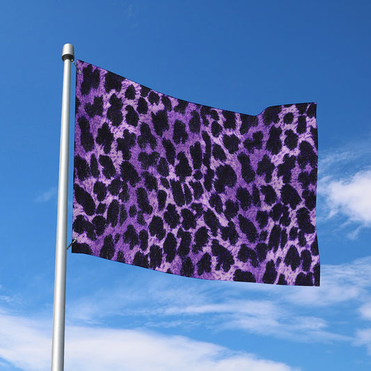 Purple And Black Cheetah Print Polyester Flag