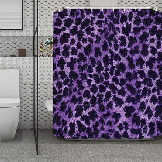 Purple And Black Cheetah Print Polyester Shower Curtain