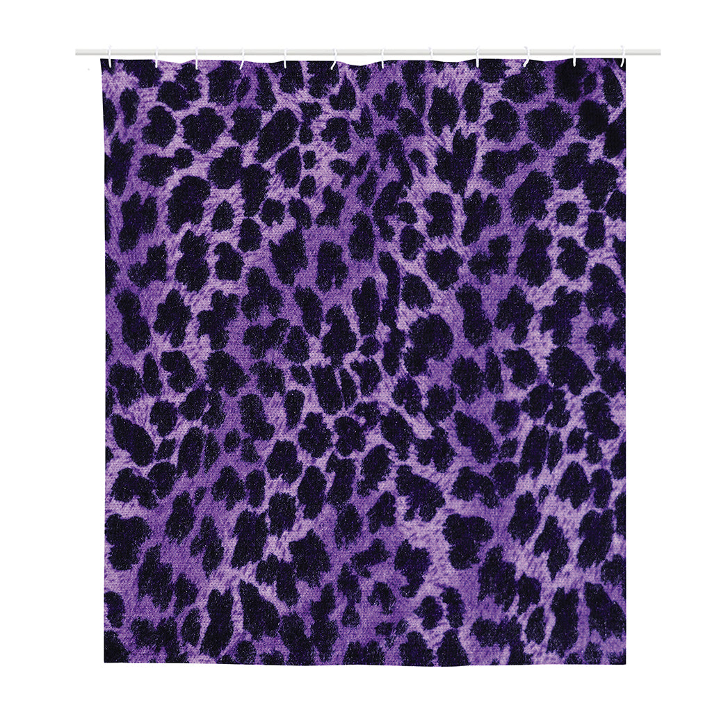Purple And Black Cheetah Print Polyester Shower Curtain