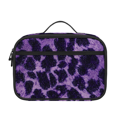 Purple And Black Cheetah Print Portable Lunch Bag