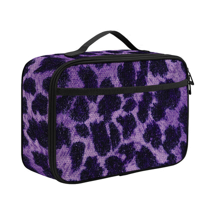 Purple And Black Cheetah Print Portable Lunch Bag