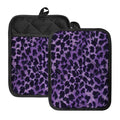 Purple And Black Cheetah Print Pot Holders With Pocket