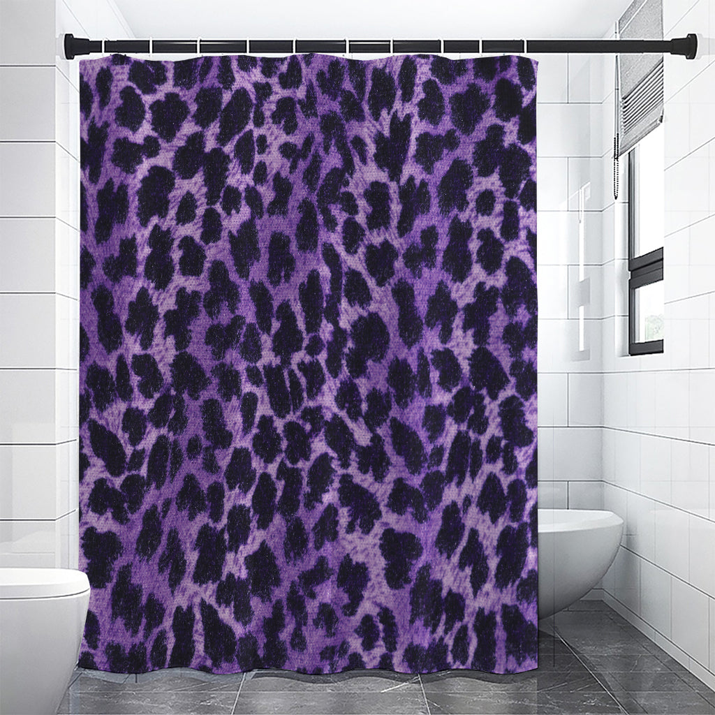 Purple And Black Cheetah Print Premium Shower Curtain