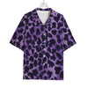 Purple And Black Cheetah Print Rayon Hawaiian Shirt