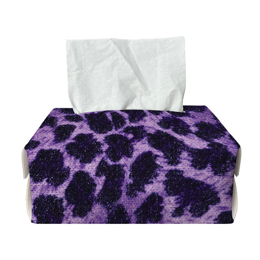Purple And Black Cheetah Print Rectangle Tissue Box Cover