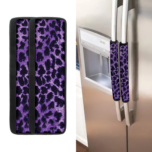 Purple And Black Cheetah Print Refrigerator Handle Covers