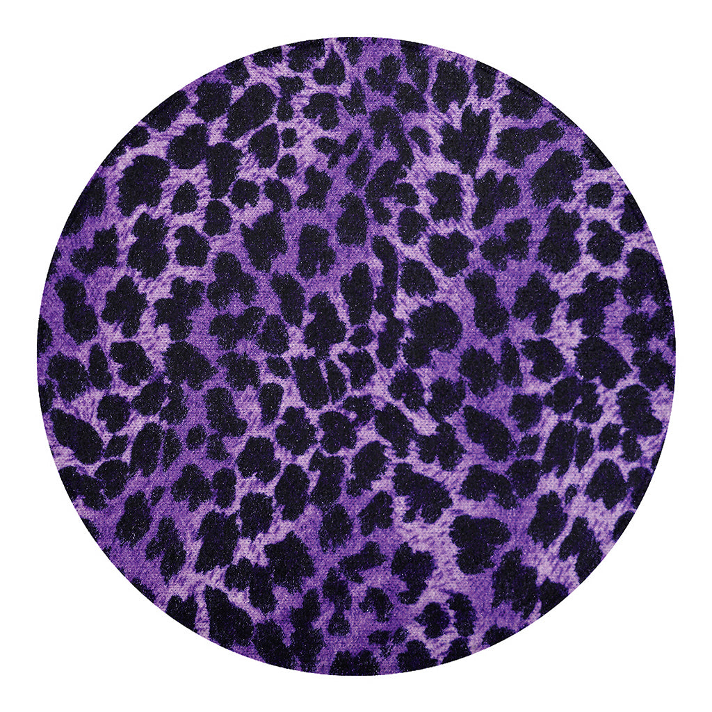 Purple And Black Cheetah Print Round Blanket