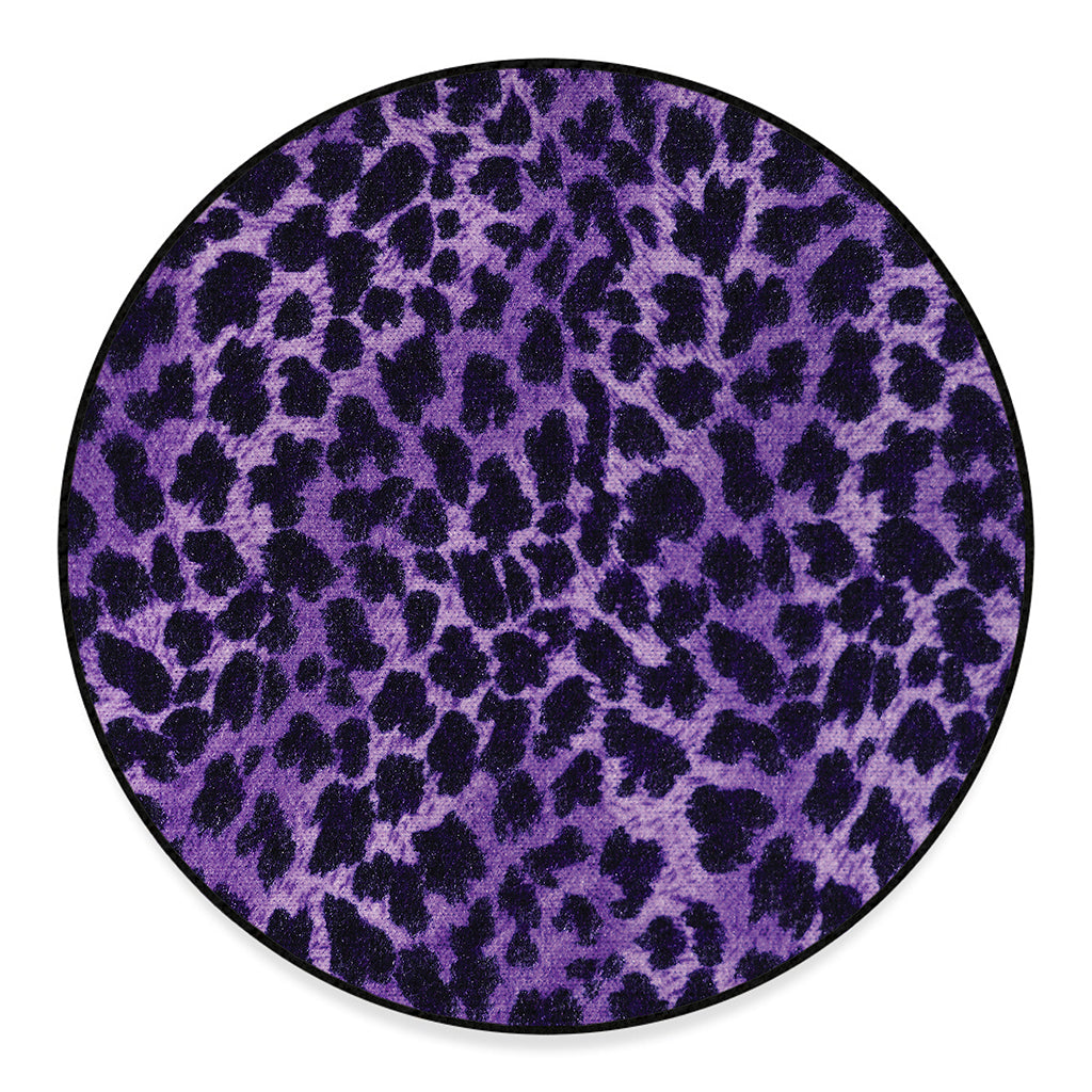 Purple And Black Cheetah Print Round Floor Mat