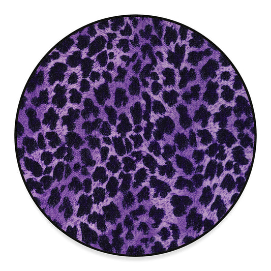 Purple And Black Cheetah Print Round Floor Mat