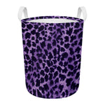 Purple And Black Cheetah Print Round Laundry Basket