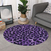 Purple And Black Cheetah Print Round Rug