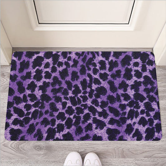 Purple And Black Cheetah Print Rubber Doormat