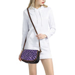 Purple And Black Cheetah Print Saddle Bag