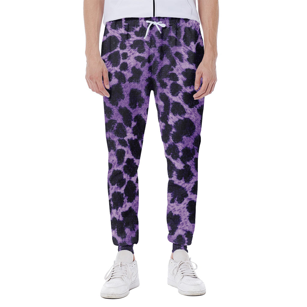 Purple And Black Cheetah Print Scuba Joggers