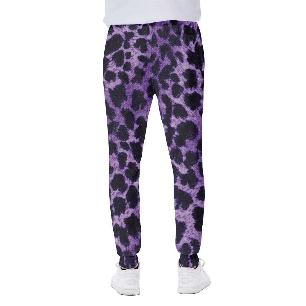 Purple And Black Cheetah Print Scuba Joggers