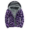 Purple And Black Cheetah Print Sherpa Lined Zip Up Hoodie