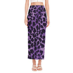 Purple And Black Cheetah Print Side Slit Maxi Skirt