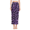 Purple And Black Cheetah Print Side Slit Maxi Skirt