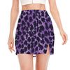 Purple And Black Cheetah Print Side Slit Mini Skirt