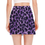 Purple And Black Cheetah Print Side Slit Mini Skirt