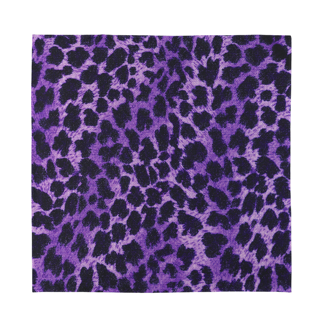 Purple And Black Cheetah Print Silk Bandana