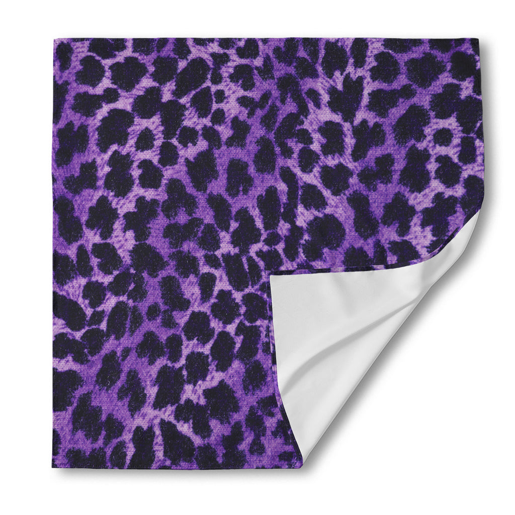 Purple And Black Cheetah Print Silk Bandana