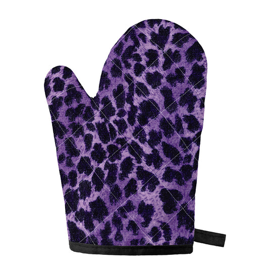 Purple And Black Cheetah Print Single Oven Mitt
