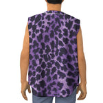 Purple And Black Cheetah Print Sleeveless Baseball Jersey