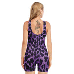 Purple And Black Cheetah Print Sleeveless One Piece Swimsuit