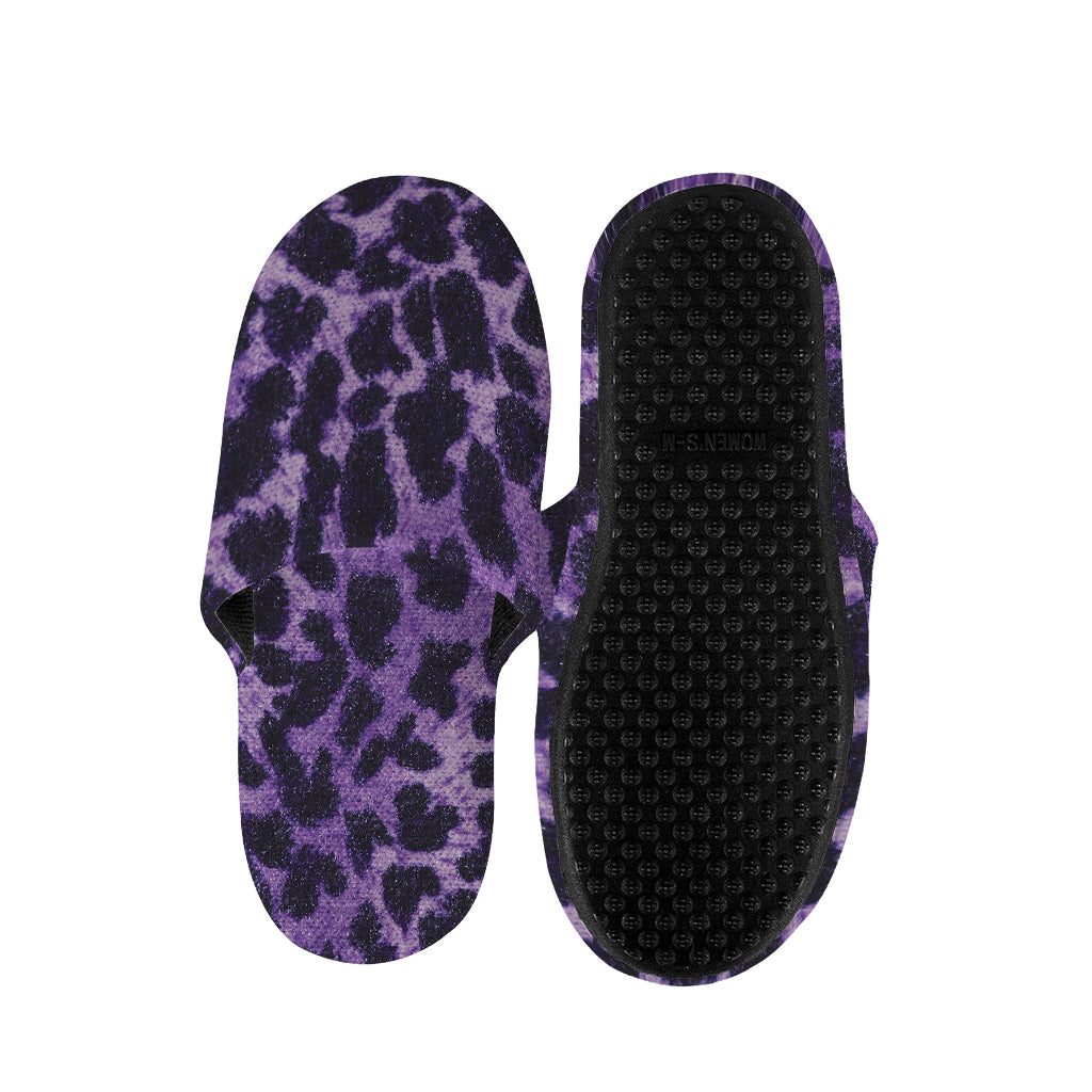 Purple And Black Cheetah Print Slippers