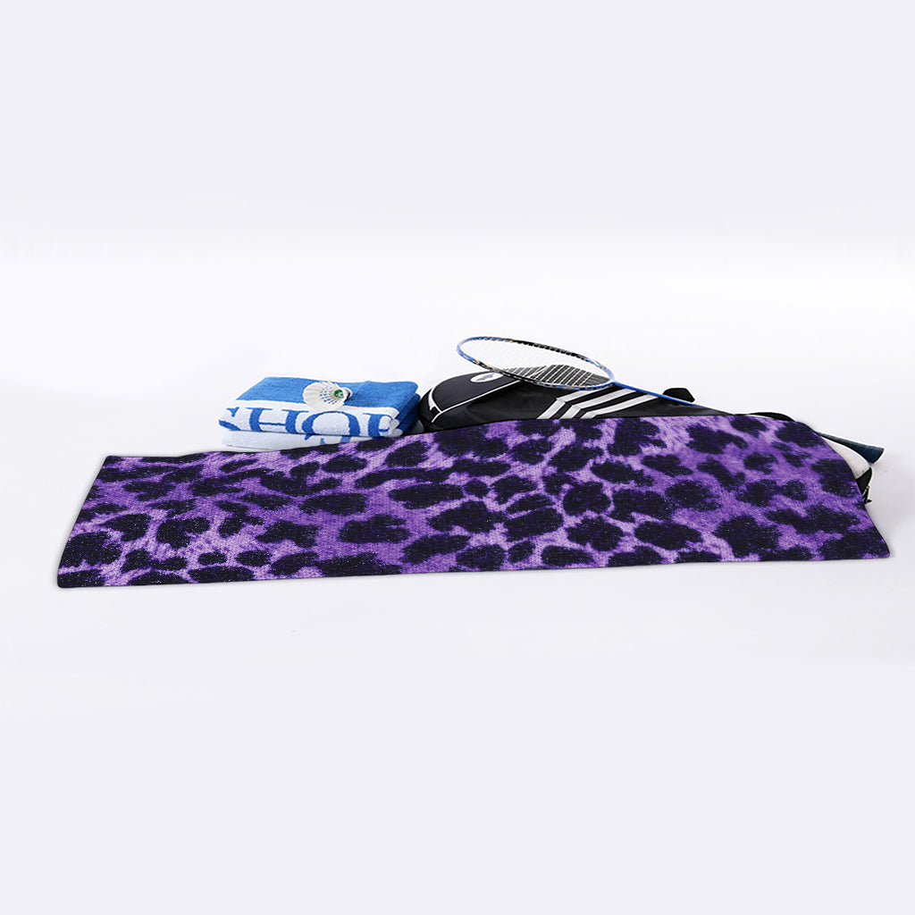 Purple And Black Cheetah Print Sports Towel