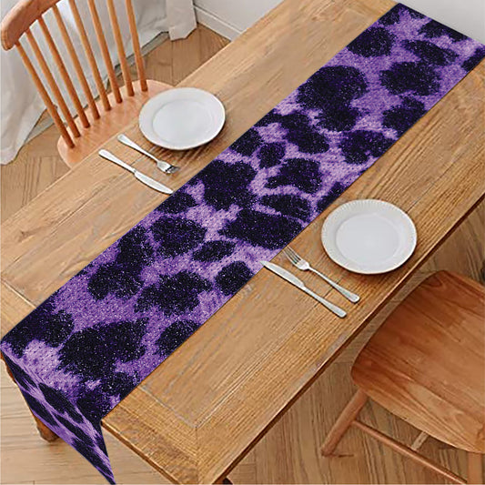 Purple And Black Cheetah Print Table Runner