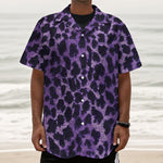 Purple And Black Cheetah Print Textured Short Sleeve Shirt