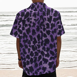 Purple And Black Cheetah Print Textured Short Sleeve Shirt