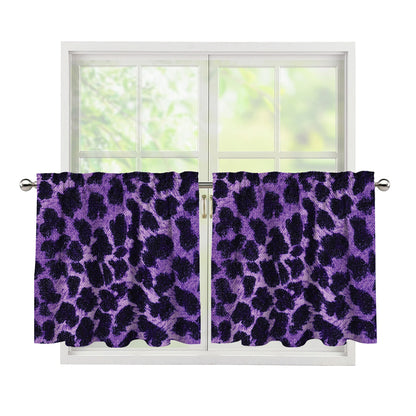 Purple And Black Cheetah Print Tier Curtains