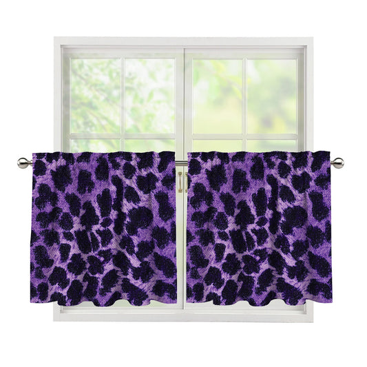 Purple And Black Cheetah Print Tier Curtains