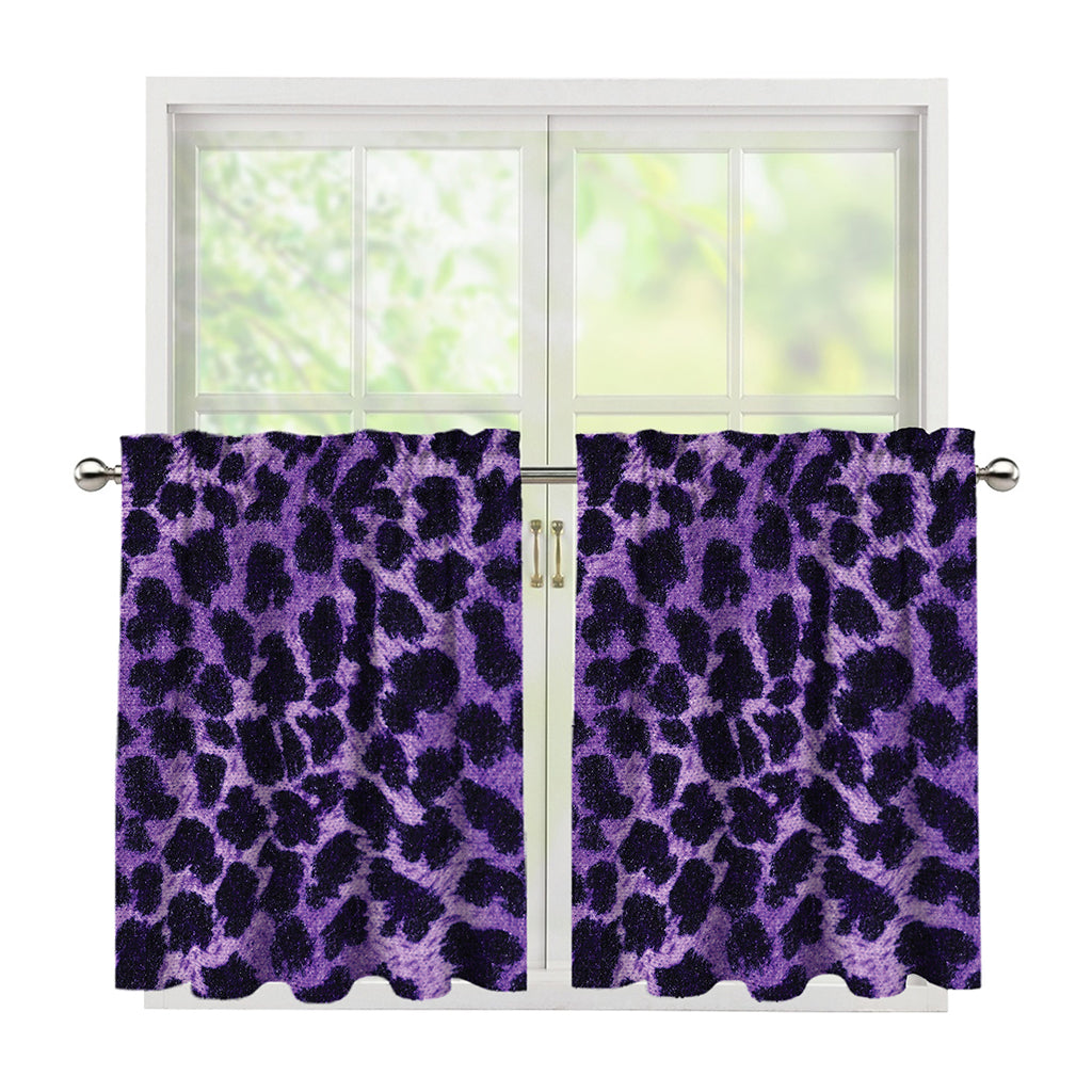 Purple And Black Cheetah Print Tier Curtains