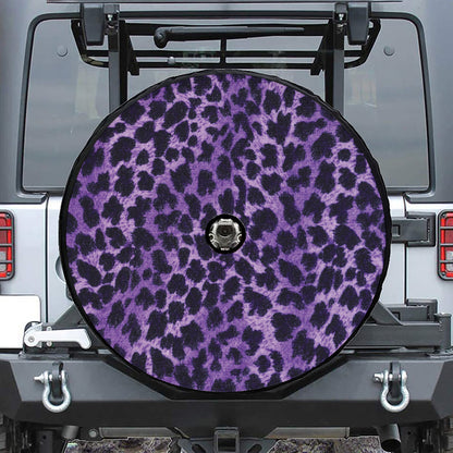Purple And Black Cheetah Print Tire Cover With Camera Hole