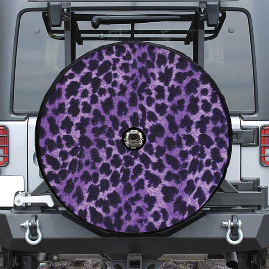 Purple And Black Cheetah Print Tire Cover With Camera Hole