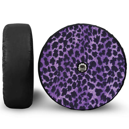 Purple And Black Cheetah Print Tire Cover With Camera Hole