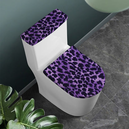 Purple And Black Cheetah Print Toilet Lid And Tank Cover Set
