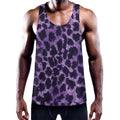 Purple And Black Cheetah Print Men's Workout Tank Top