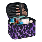 Purple And Black Cheetah Print Travel Makeup Bag