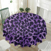 Purple And Black Cheetah Print Waterproof Round Tablecloth