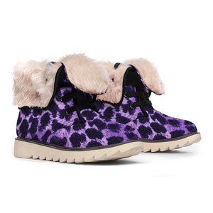 Purple And Black Cheetah Print Winter Boots