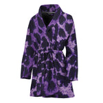 Purple And Black Cheetah Print Women's Bathrobe