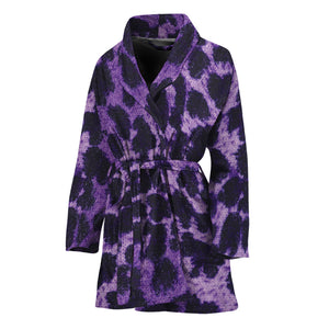 Purple And Black Cheetah Print Women's Bathrobe